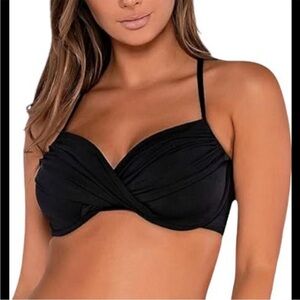 Sunsets Crossroads Underwire Bikini Top- Black- Sizes 32DD-36D